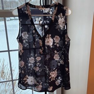 Maurices Navy and Cream Floral Blouse